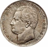German States coin 2 Thaler / 3 1/2 Gulden - Ludwig II (1839 - 1842) obverse obverse of 2 Thaler / 3 1/2 Gulden - Ludwig II (1839 - 1842) coin with KM# 310 from German States.