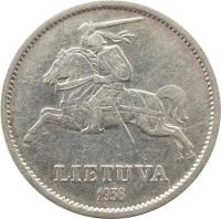 obverse of 10 Litų - Grand Duke of Lithuania Vytautas (1936) coin with KM# 83 from Lithuania. Inscription: LIETUVA 1936