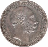 German States coin 1 Vereinsthaler - Friedrich II - Reign (1867) obverse obverse of 1 Vereinsthaler - Friedrich II - Reign (1867) coin with KM# A311 from German States. Inscription: FRIEDRICH FRANZ V.G.G.GROSSH.V.MECKLENB.SCHW. A