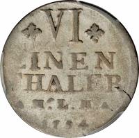 German States coin 1/6 Thaler - Christian Ludwig II (1753 - 1754) reverse reverse of 1/6 Thaler - Christian Ludwig II (1753 - 1754) coin with KM# 178 from German States.