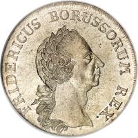 obverse of 1 Reichsthaler - Friedrich II (1764) coin with KM# 307 from German States. Inscription: FRIDERICUS BORUSSORUM REX.