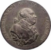 obverse of 1 Reichsthaler - Friedrich Wilhelm II (1790 - 1797) coin with KM# 360 from German States. Inscription: FRIED: WILHELM KOENIG VON PREUSSEN