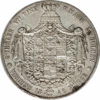 reverse of 2 Thaler / 3 1/2 Gulden - Friedrich Wilhelm III (1839 - 1840) coin with KM# 425 from German States. Inscription: 2 THALER VII EINE F.MARK 3½ GULDEN VEREINS 1840 MÜNZE