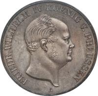 obverse of 2 Thaler / 3 1/2 Gulden - Friedrich Wilhelm IV (1853 - 1856) coin with KM# 467 from German States. Inscription: FRIEDR.WILHELM IV KOENIG V.PREUSSEN A