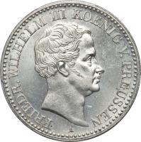 obverse of 1 Reichsthaler - Friedrich Wilhelm III (1828 - 1840) coin with KM# 419 from German States. Inscription: FRIEDR.WILHELM III KOENIG V.PREUSSEN A