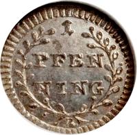 German States coin 1 Pfennig (1767 - 1779) reverse reverse of 1 Pfennig (1767 - 1779) coin with KM# 408 from German States.