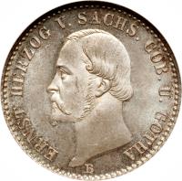 German States coin 2 Groschen - Ernst II (1865 - 1870) obverse obverse of 2 Groschen - Ernst II (1865 - 1870) coin with KM# 141 from German States.