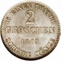 German States coin 2 Groschen - Ernst II (1865 - 1870) reverse reverse of 2 Groschen - Ernst II (1865 - 1870) coin with KM# 141 from German States.