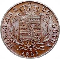 obverse of 1 Pfennig - Ernst II (1865) coin with KM# 136 from German States.