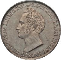 obverse of 1 Gulden - Bernhard II (1829) coin with KM# 128 from German States. Inscription: BERNH. ERICH FREUND HERZOG Z. SACHX. MEININGEN