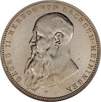 German States coin 5 Mark - Georg II (1902) obverse obverse of 5 Mark - Georg II (1902) coin with KM# 200 from German States. Inscription: GEORG II HERZOG VON SACHSEN-MEININGEN D