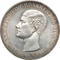 obverse of 1 Vereinsthaler - Karl Alexander (1858 - 1870) coin with KM# 209 from German States. Inscription: CARL ALEXANDER GROSSHERZOG VON SACHSEN A