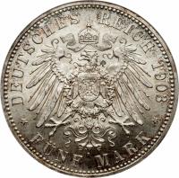 German States coin 5 Mark - Wilhelm Ernst - Duke's Marriage (1903) reverse reverse of 5 Mark - Wilhelm Ernst - Duke's Marriage (1903) coin with KM# 218 from German States. Inscription: DEUTSCHES REICH 1903 * FÜNF MARK *