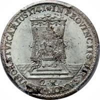 German States coin 2 Groschen - Friedrich August II (1741 - 1742) reverse reverse of 2 Groschen - Friedrich August II (1741 - 1742) coin with KM# 906 from German States. Inscription: 2