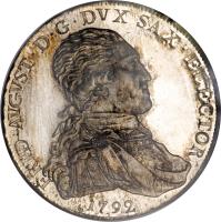 German States coin 1 Conventionsthaler - Friedrich August III (1792) obverse obverse of 1 Conventionsthaler - Friedrich August III (1792) coin with KM# 1034 from German States.