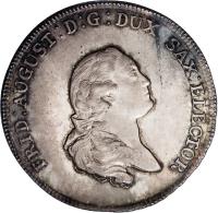 German States coin 1 Conventionsthaler - Friedrich August III (1765) obverse obverse of 1 Conventionsthaler - Friedrich August III (1765) coin with KM# 985 from German States.