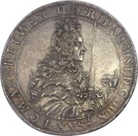 German States coin 1 Thaler - Friedrich Augustus I (1695 - 1698) obverse obverse of 1 Thaler - Friedrich Augustus I (1695 - 1698) coin with KM# 669 from German States.