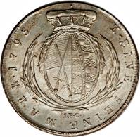 German States coin 1 Conventionsthaler - Friedrich August (1801 - 1806) reverse reverse of 1 Conventionsthaler - Friedrich August (1801 - 1806) coin with KM# 1036 from German States. Inscription: X · EINE FEINE MARK · 1805