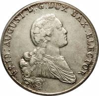 German States coin 1 Conventionsthaler - Friedrich August (1765 - 1768) obverse obverse of 1 Conventionsthaler - Friedrich August (1765 - 1768) coin with KM# 983 from German States.