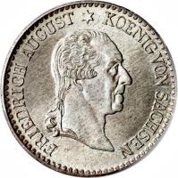 German States coin 1/6 Thaler - Anton - Death (1827) obverse obverse of 1/6 Thaler - Anton - Death (1827) coin with KM# 1107 from German States. Inscription: FRIEDRICH AUGUST *KOENIG VON SACHSEN