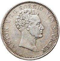 German States coin 1 Conventionsthaler - Anton (1827 - 1828) obverse obverse of 1 Conventionsthaler - Anton (1827 - 1828) coin with KM# 1112 from German States. Inscription: ANTON V. G. G. KOENIG VON SACHSEN