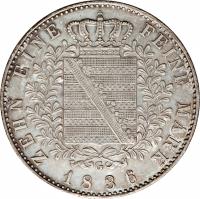 German States coin 1 Conventionsthaler - Friedrich August II (1836 - 1837) reverse reverse of 1 Conventionsthaler - Friedrich August II (1836 - 1837) coin with KM# 1141 from German States.