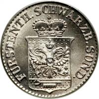 obverse of 1/2 Silber Groschen - Günther Friedrich Karl II (1846 - 1858) coin with KM# 144 from German States. Inscription: FÜRSTENTH.SCHWARZB.SOND.