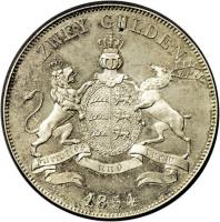 German States coin 2 Gulden - Wilhelm I (1845 - 1856) reverse reverse of 2 Gulden - Wilhelm I (1845 - 1856) coin with KM# 595 from German States.