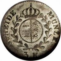 German States coin 3 Kreuzer - Wilhelm (1823 - 1824) reverse reverse of 3 Kreuzer - Wilhelm (1823 - 1824) coin with KM# 540 from German States. Inscription: SCHEIDE MÜNZE 3.K.