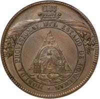 obverse of 8 Pesos - Provisional Coinage (1862) coin with KM# 27 from Honduras. Inscription: MONEDA PROVISIONAL DEL ESTADO DE HONDURAS