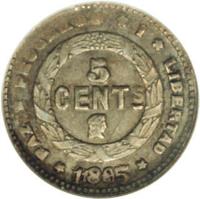 reverse of 5 Centavos (1886 - 1896) coin with KM# 54 from Honduras.