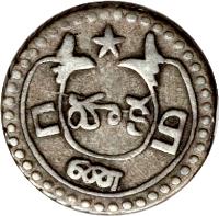 obverse of 1 Fanam (1808) coin with KM# 349 from India.