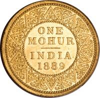 India coin 1 Mohur - Victoria (1877 - 1891) reverse reverse of 1 Mohur - Victoria (1877 - 1891) coin with KM# 496 from India.
