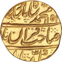 obverse of 1 Mohur - Muhammad Shah - Shahjahanabad (1760) coin with KM# 439.4 from India.