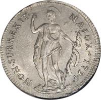 reverse of 1 Lira (1793 - 1795) coin with KM# 211a from Italian States. Inscription: NON · SURREXIT · MAIOR · 1794 ·
