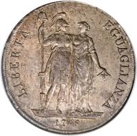 reverse of 8 Lire (1798 - 1799) coin with KM# 266 from Italian States. Inscription: LIBERTA' EGUAGLIANZA 1798