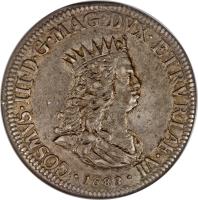 Italian States coin 1 Tollero - Cosimo III (1670 - 1705) obverse obverse of 1 Tollero - Cosimo III (1670 - 1705) coin with KM# 16 from Italian States. Inscription: COSMVS III MAG · DVX · ETRVRIAE VI