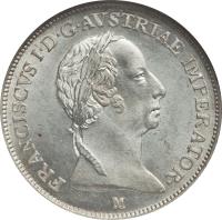 obverse of 1 Lira - Franz I (1822 - 1825) coin with C# 6 from Italian States. Inscription: FRANCISCVS I · D · G · AVSTRIAE IMPERATOR.