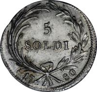 Italian States coin 5 Soldi - Maria Theresa (1778 - 1780) reverse reverse of 5 Soldi - Maria Theresa (1778 - 1780) coin with KM# 188 from Italian States.