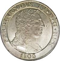 Italian States coin 120 Grana - Ferdinando IV (1805) obverse obverse of 120 Grana - Ferdinando IV (1805) coin with KM# 246 from Italian States.