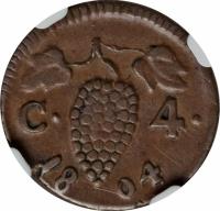 reverse of 4 Cavalli - Ferdinando IV (1804) coin with KM# 238 from Italian States. Inscription: C · 4 · 18 04