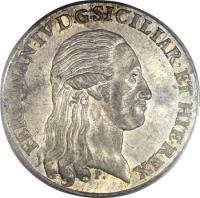 obverse of 120 Grana - Ferdinando IV (1795 - 1800) coin with KM# 215 from Italian States. Inscription: FERDINAN · IV · D · G · SICILIAR · ET · HIE · REX