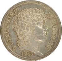 obverse of 2 Lire - Joachim Murat (1812 - 1813) coin with KM# 258 from Italian States. Inscription: GIOACCHINO NAPOLEONE 1813