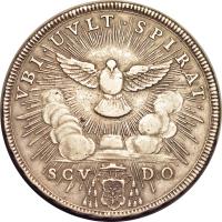Italian States coin 1 Scudo - Clement VIII - Sede Vacante - Sede Vacante (1758) reverse reverse of 1 Scudo - Clement VIII - Sede Vacante - Sede Vacante (1758) coin with KM# 1187 from Italian States. Inscription: VBI · UVLT · SPIRAT · SCV DO