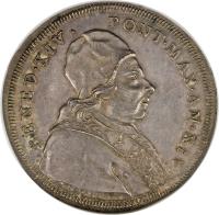 obverse of 1 Scudo - Benedict XIV (1753 - 1754) coin with KM# 1180 from Italian States.