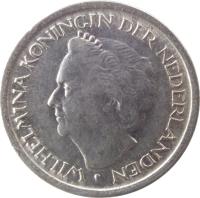 Netherlands coin 25 Cents - Wilhelmina (1948) obverse obverse of 25 Cents - Wilhelmina (1948) coin with KM# 178 from Netherlands. Inscription: WILHELMINA KONINGIN DER NEDERLANDEN