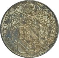 Italian States coin 5 Baiocchi - Pius IX (1847 - 1855) obverse obverse of 5 Baiocchi - Pius IX (1847 - 1855) coin with KM# 1341a from Italian States. Inscription: PIVS · IX · PONT · MAX · A · IV ·