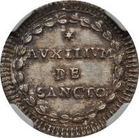 reverse of 1 Grosso - Pius VI (1784 - 1787) coin with KM# 1047 from Italian States. Inscription: * // AUXILIVM // DE // SANCTO