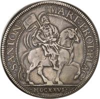 Italian States coin 1 Scudo - Odoardo Farnese (1626) reverse reverse of 1 Scudo - Odoardo Farnese (1626) coin with KM# 12 from Italian States. Inscription: S: ANTON: - :MART: PROT: PLAC.