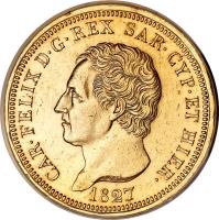 Italian States coin 80 Lire - Carlo Felice (1823 - 1831) obverse obverse of 80 Lire - Carlo Felice (1823 - 1831) coin with KM# 123 from Italian States.